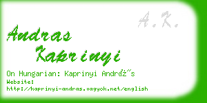 andras kaprinyi business card